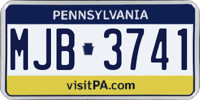 PA license plate MJB3741