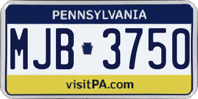 PA license plate MJB3750