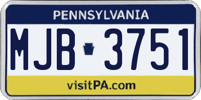 PA license plate MJB3751