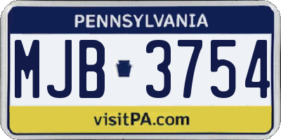 PA license plate MJB3754