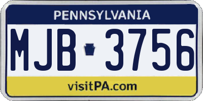 PA license plate MJB3756