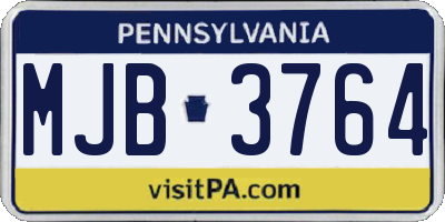 PA license plate MJB3764