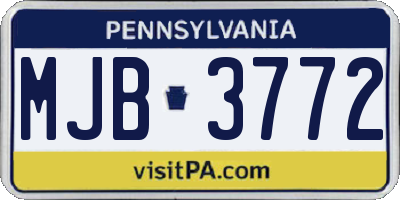 PA license plate MJB3772