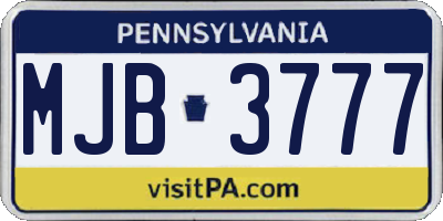PA license plate MJB3777