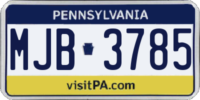 PA license plate MJB3785