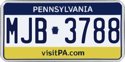PA license plate MJB3788