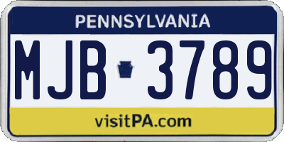 PA license plate MJB3789