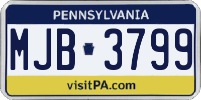 PA license plate MJB3799
