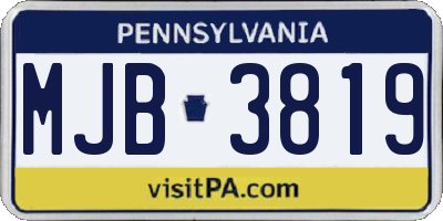 PA license plate MJB3819
