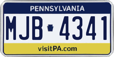 PA license plate MJB4341