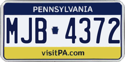 PA license plate MJB4372