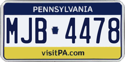 PA license plate MJB4478