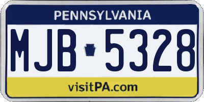 PA license plate MJB5328