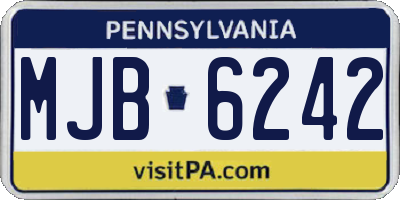 PA license plate MJB6242