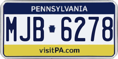 PA license plate MJB6278