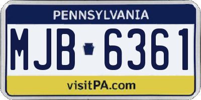 PA license plate MJB6361