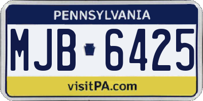 PA license plate MJB6425