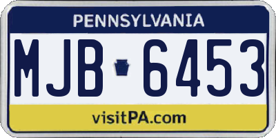PA license plate MJB6453