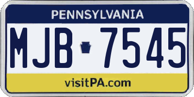 PA license plate MJB7545