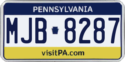 PA license plate MJB8287