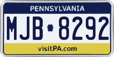 PA license plate MJB8292