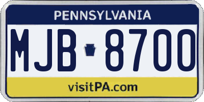 PA license plate MJB8700