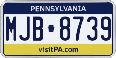 PA license plate MJB8739