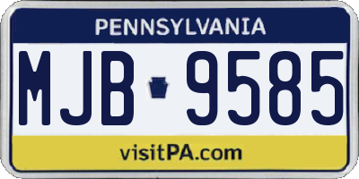 PA license plate MJB9585