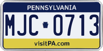 PA license plate MJC0713