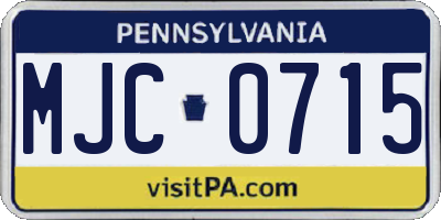 PA license plate MJC0715