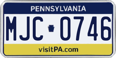 PA license plate MJC0746