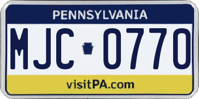 PA license plate MJC0770