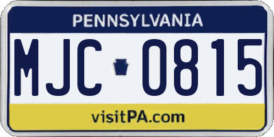 PA license plate MJC0815