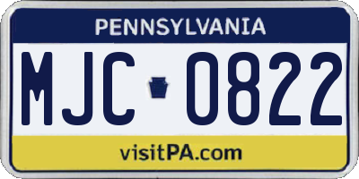 PA license plate MJC0822