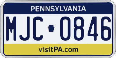 PA license plate MJC0846
