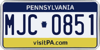 PA license plate MJC0851