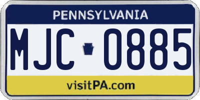 PA license plate MJC0885