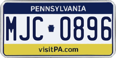 PA license plate MJC0896