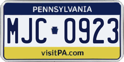 PA license plate MJC0923