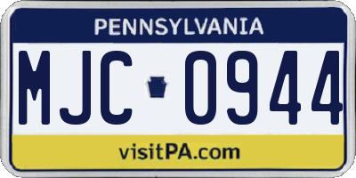 PA license plate MJC0944