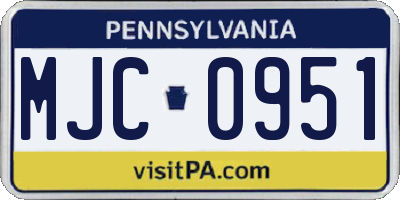PA license plate MJC0951