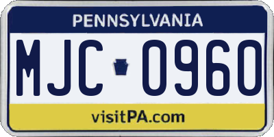 PA license plate MJC0960