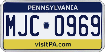 PA license plate MJC0969