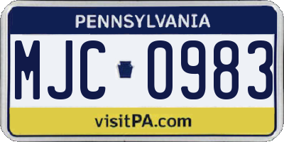 PA license plate MJC0983