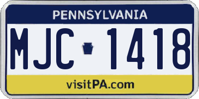 PA license plate MJC1418
