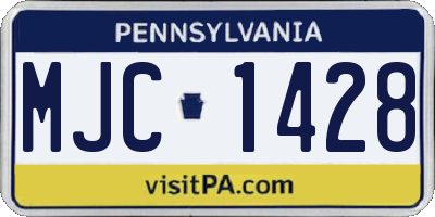 PA license plate MJC1428