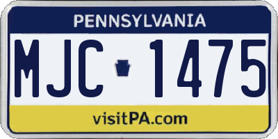 PA license plate MJC1475