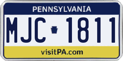 PA license plate MJC1811