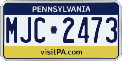 PA license plate MJC2473