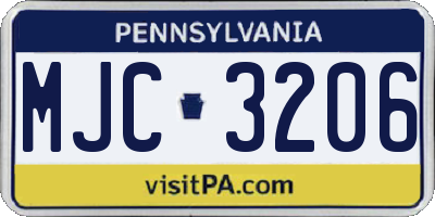 PA license plate MJC3206